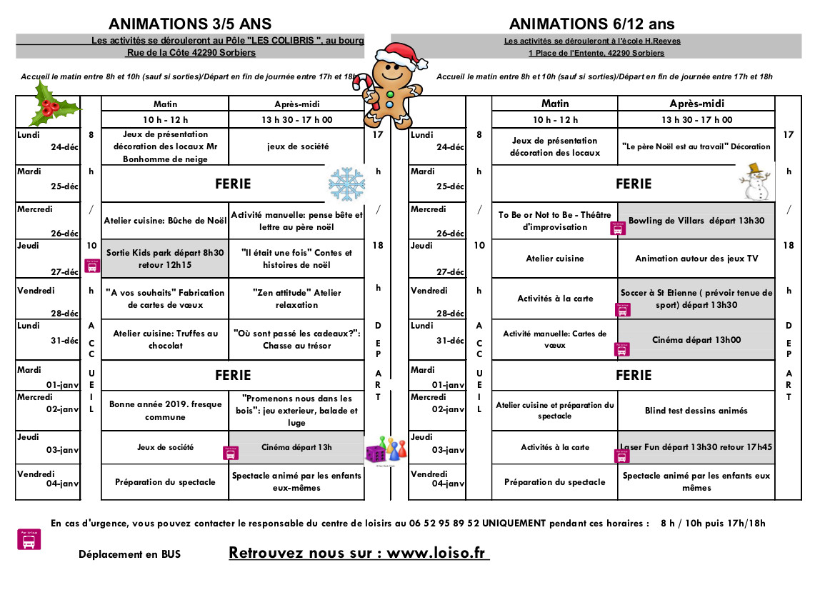 Vacances de Noël Vacances de Noël